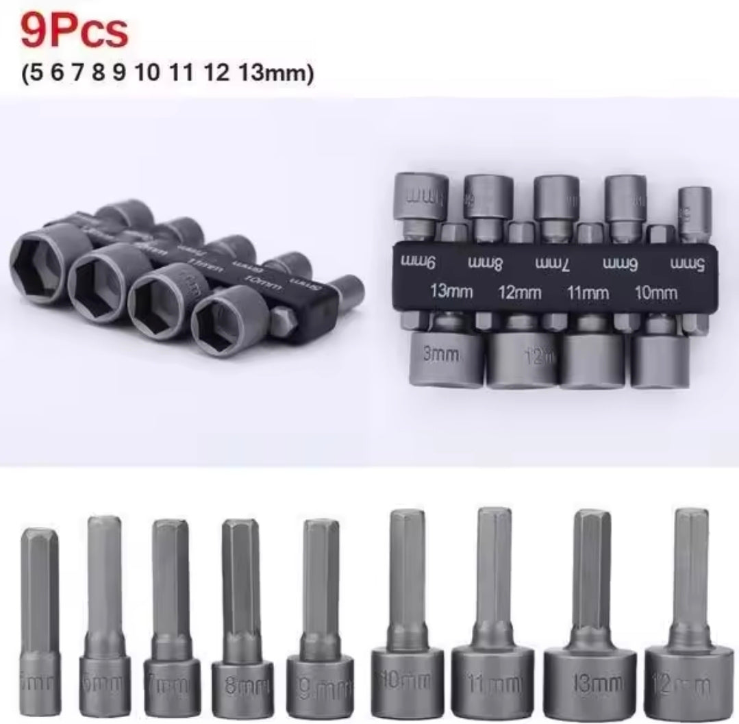 Fenditools 14-in-1 Hex Nut Driver Socket Bit Set (Metric & SAE ā 1/4" Shank