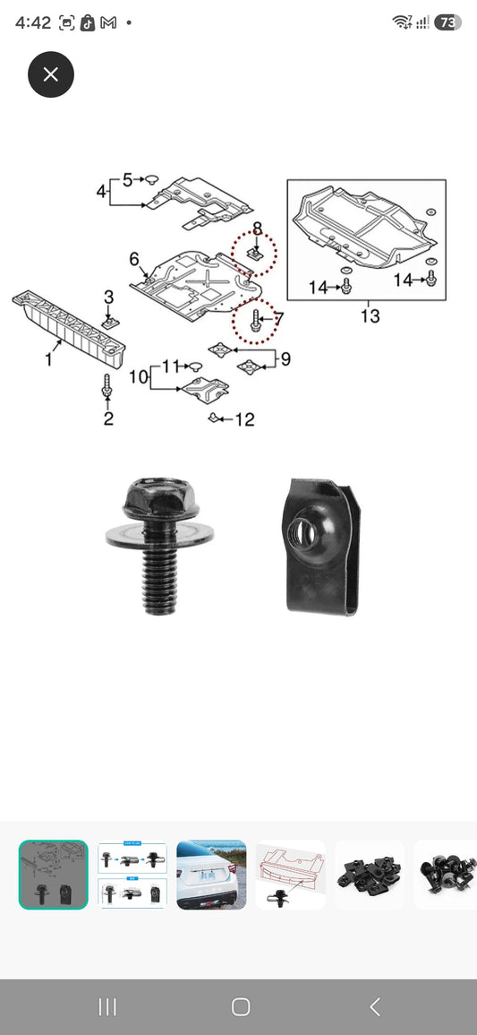 Car Body Bolts & U-Nut Clips M6 | Engine Cover Underbody Fastener Set (10pcs)