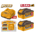 INGCO 20V 2×5.0Ah Battery + 4A Charger Set (FBCPK2513)