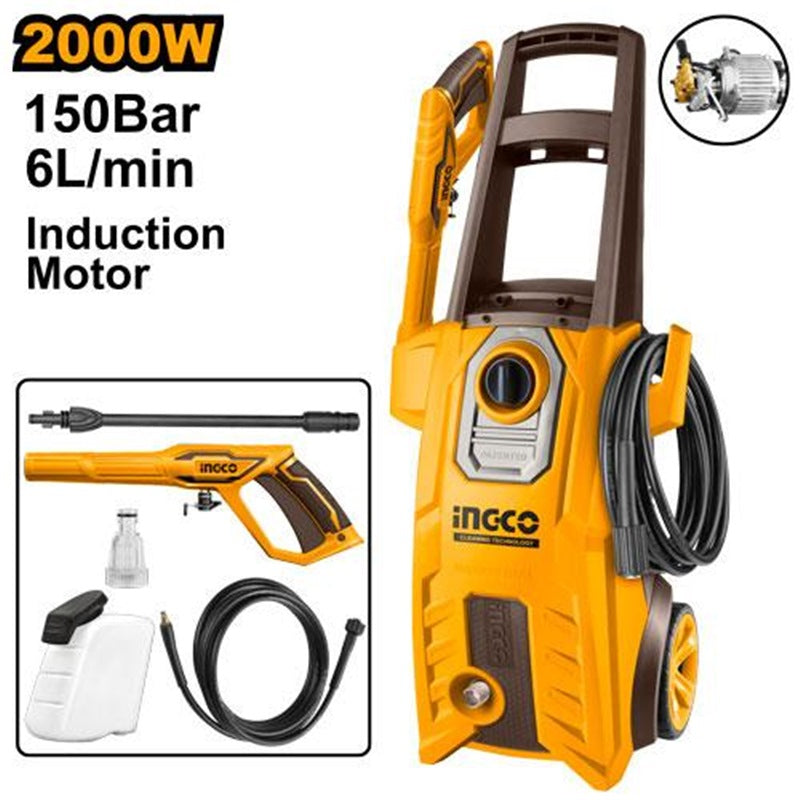 INGCO High Pressure Washer with Induction Motor 150Bar 2000W HPWR20008