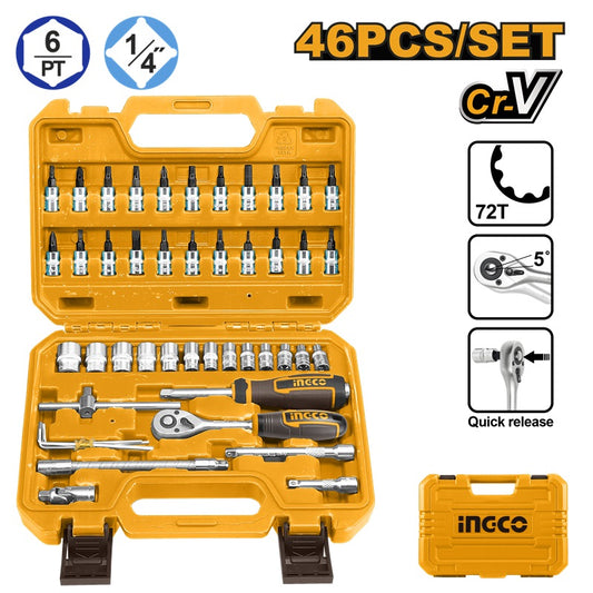 INGCO 46PCS 1/4" DR. Socket Set HKTS14462