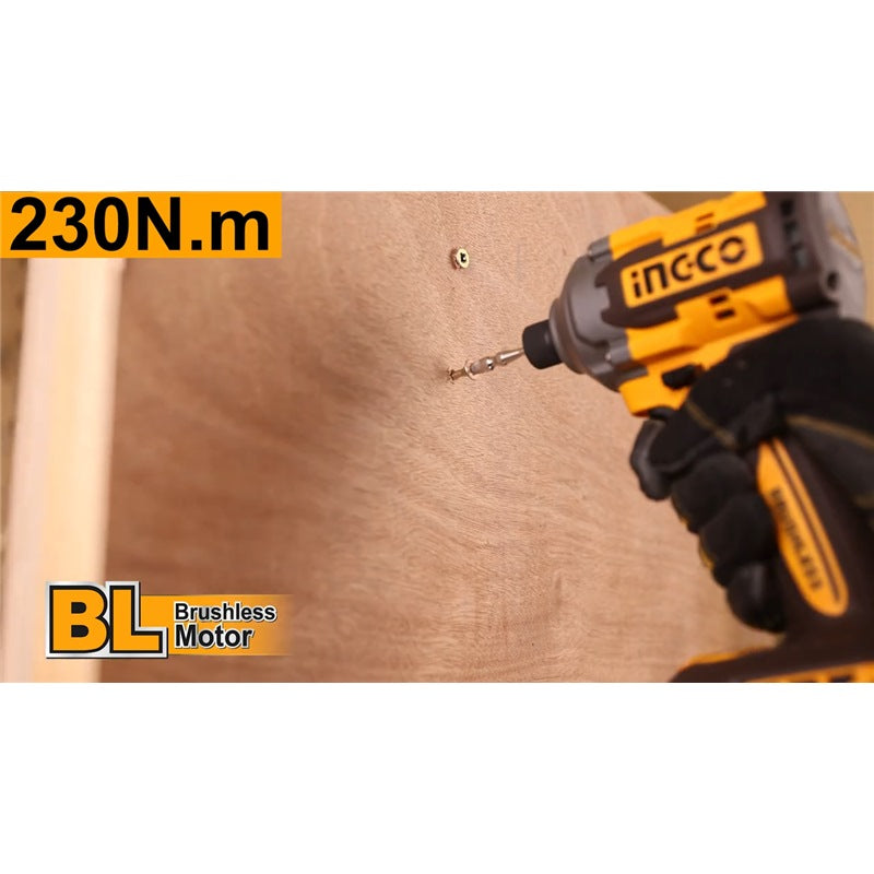 INGCO 20V BRUSHLESS IMPACT DRIVER 230NM W/2 X 20V 2.0AH & CHARGER CIRLI2023