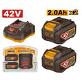 INGCO 42V 2x2.0Ah + Charger Battery Kit FBCPM20221