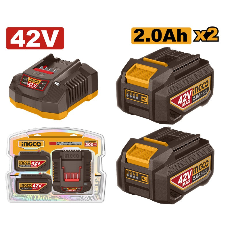 INGCO 42V 2x2.0Ah + Charger Battery Kit FBCPM20221