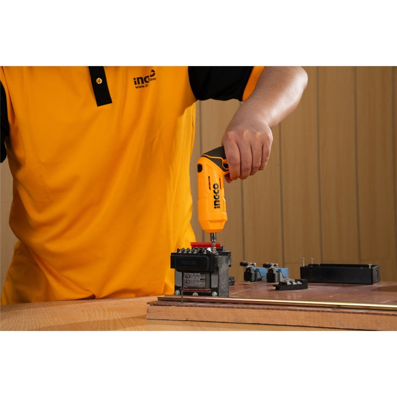 INGCO 4V Li-Ion Cordless Screwdriver with 19 Bits Set CSDLI04425