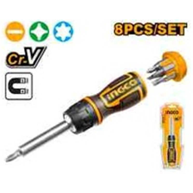 INGCO 8 PCS in 1 Ratchet Screwdriver AKISD0808