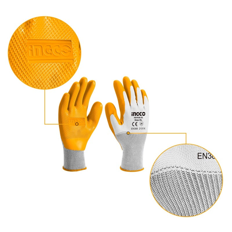 INGCO Latex & Cut Resistance Glove Size XL HGVL08-XL