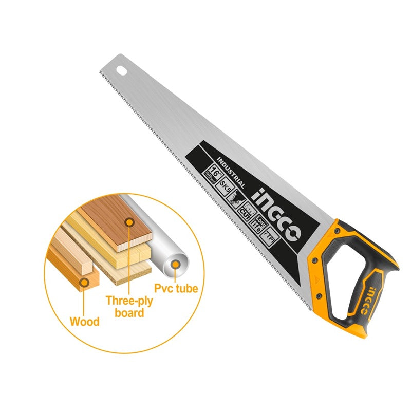 INGCO Industrial Handsaw 16" (400mm) 7TPI Heat Treatment Teeth