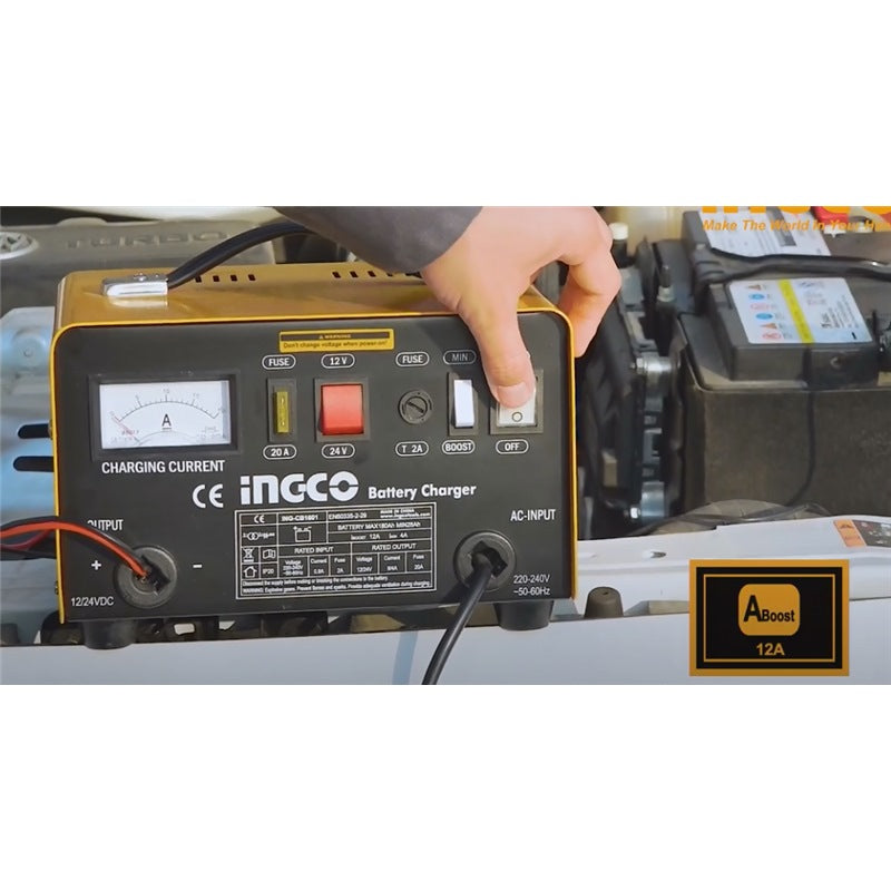 12V/24V Car Battery Charger with Boost Function 9/4A | ING-CB1601