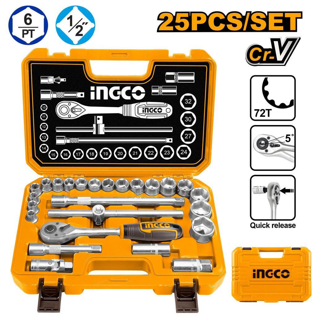 INGCO 25PCS 1/2" Drive Socket Set HKTS12251
