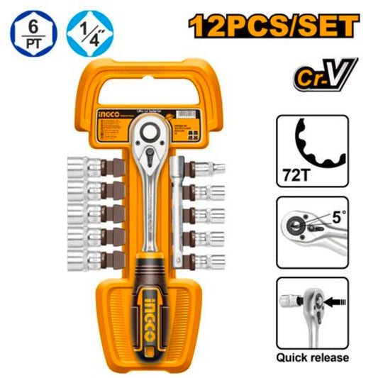 INGCO 12Pcs 1/4" Socket Set (HKTS14122)