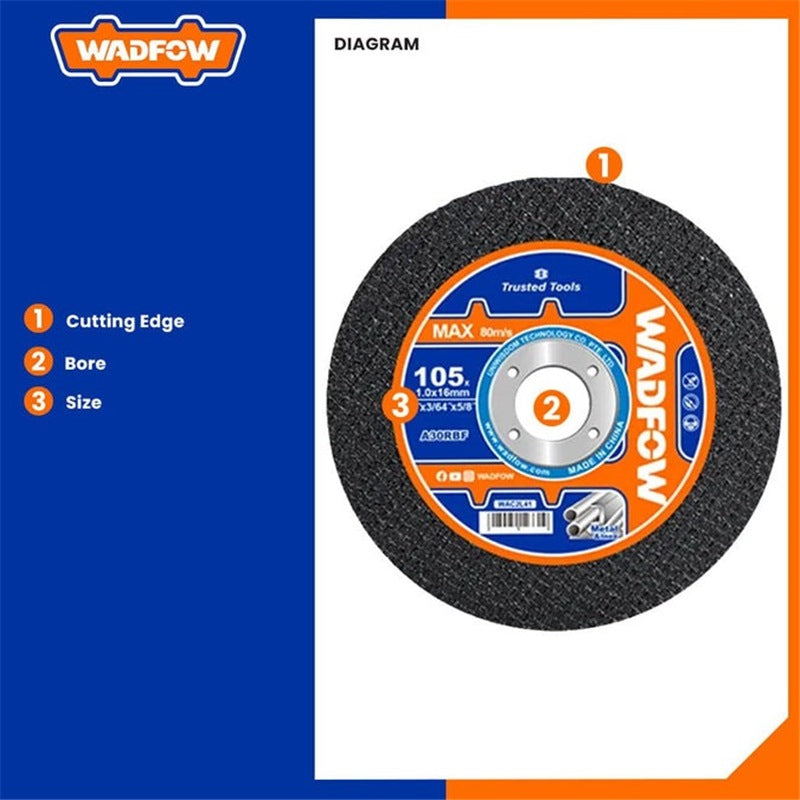 WADFOW Abrasive Cutting Disc 105x1.0x16mm 15pcs in Metal Box WAC2L41