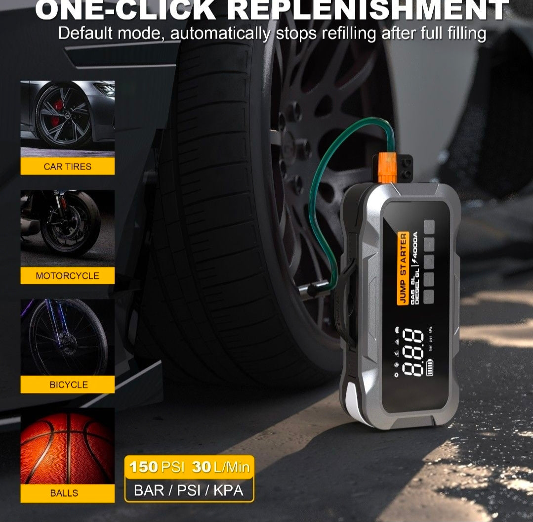 Fenditools All-in-One Car Emergency Kit - Jump Starter, Air Compressor & Power Bank
