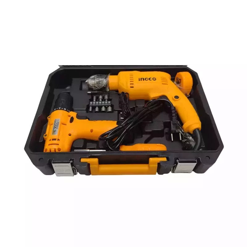 INGCO IMPACT DRILL & 12V LI-ION DRILL WITH TOOLS SET HKTHP11081