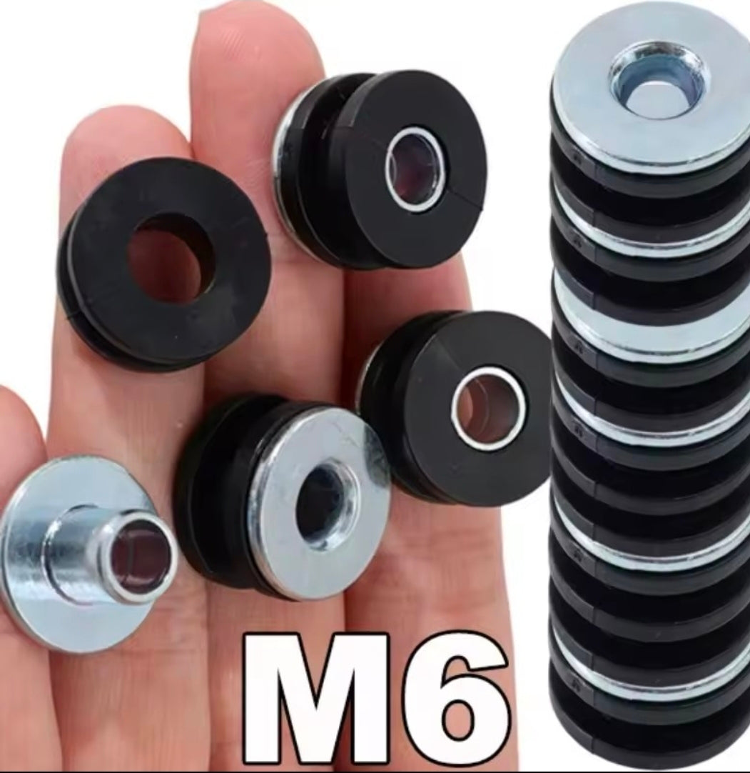 M6 Motorcycle Anti-Vibration Rubber Cushion Mount with Steel Sleeve 10 sets