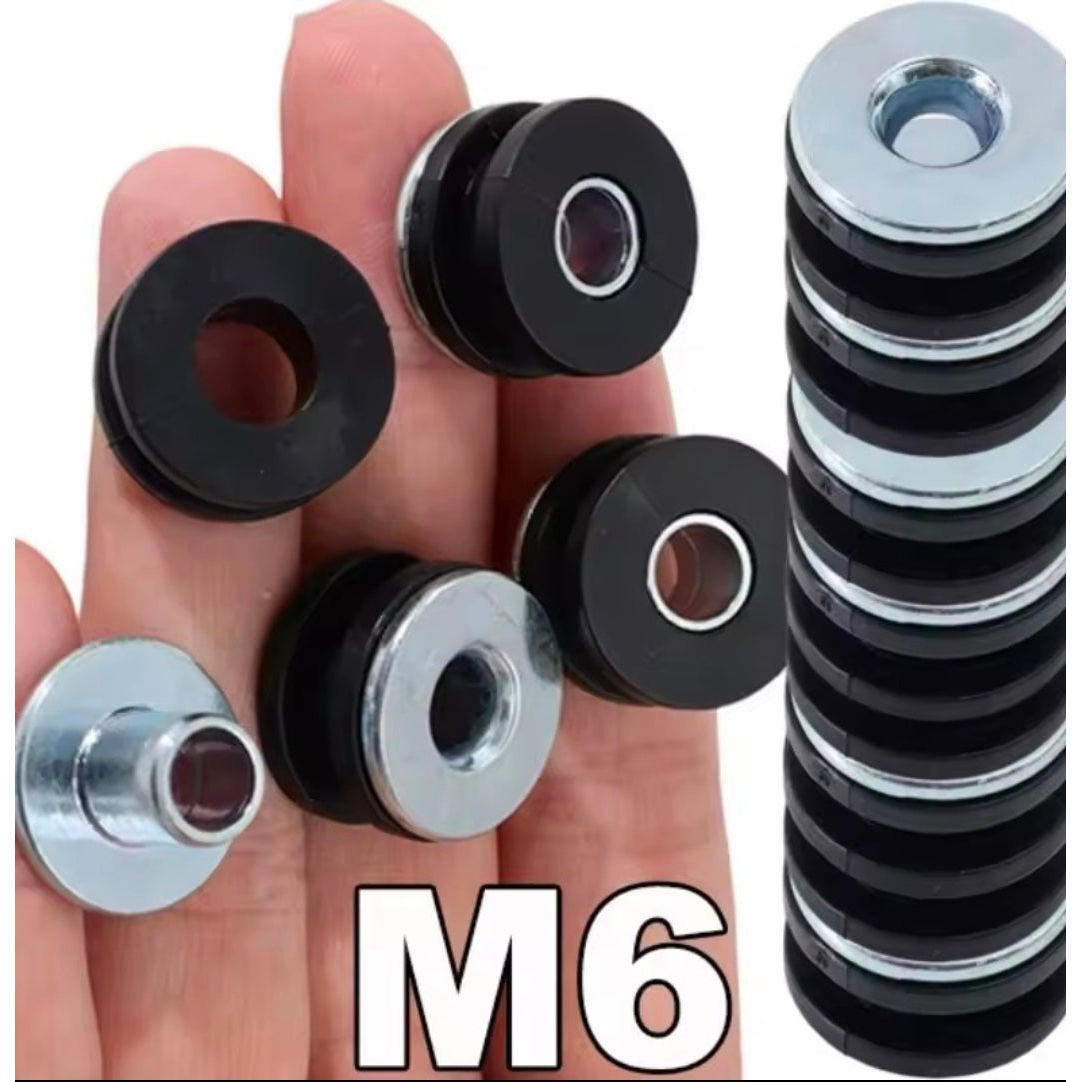 M6 Motorcycle Anti-Vibration Rubber Cushion Mount with Steel Sleeve 10 sets