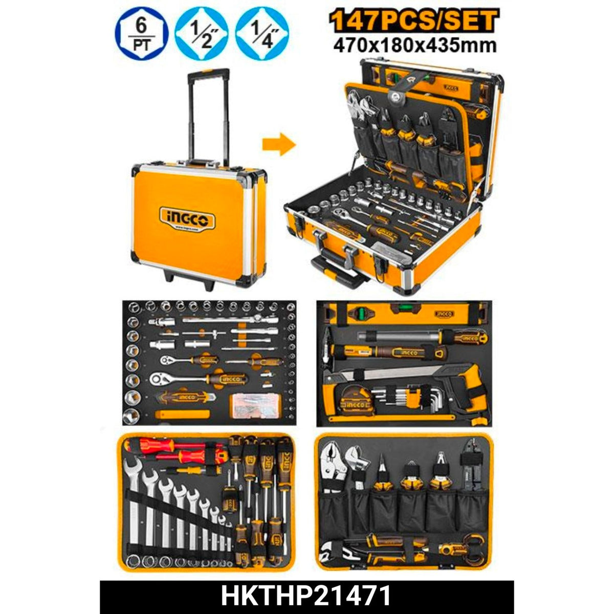 INGCO 147PCS HAND TOOLS SET
Model: HKTHP21471