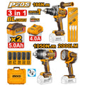 INGCO 3PC 1050NM IMPACT WRENCH+166NM IMPACT DRILL+2000LUM LAMP COSLI250882