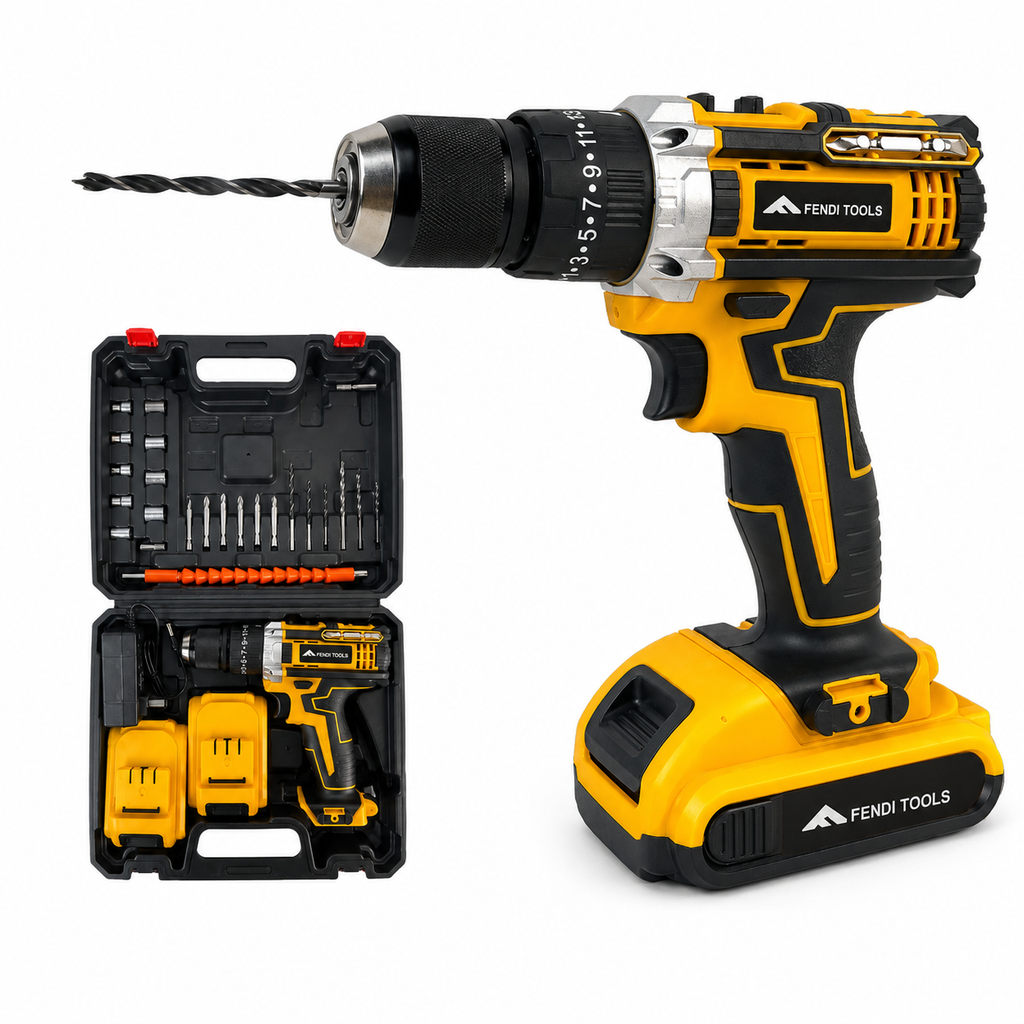 Fendimart 21V Cordless Drill Driver 10mm | 30Nm Torque | 24-Piece Accessories Kit