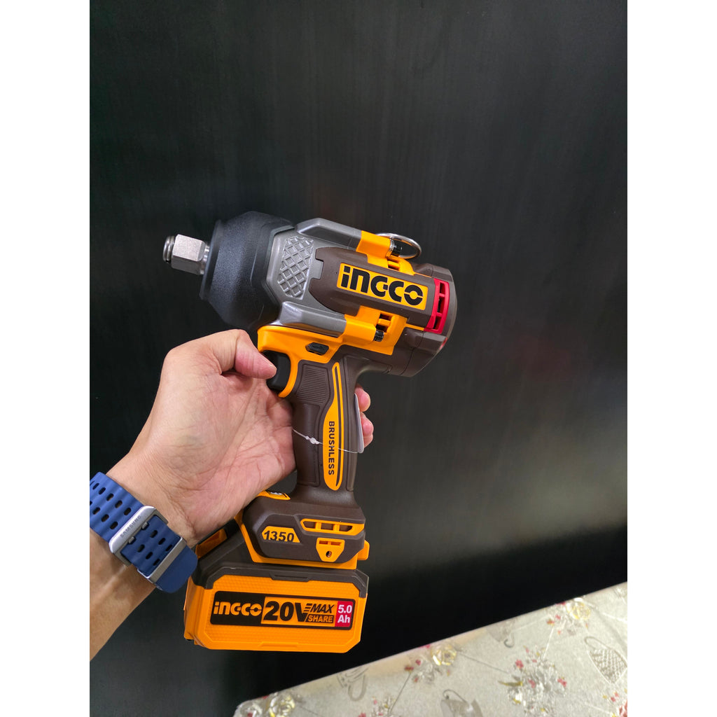 INGCO 20V BL 3/4" Drive Impact Wrench Max 1350Nm 2x5.0Ah + Charger + Case CIWLI20135