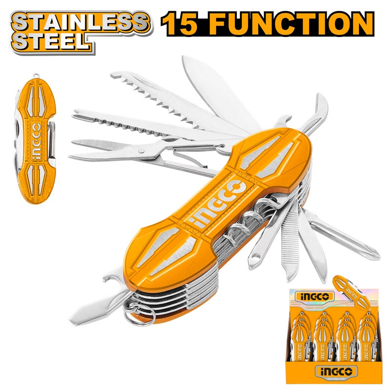 INGCO Multi Function Pocket Folding Knife 15 Functions HMFK8158