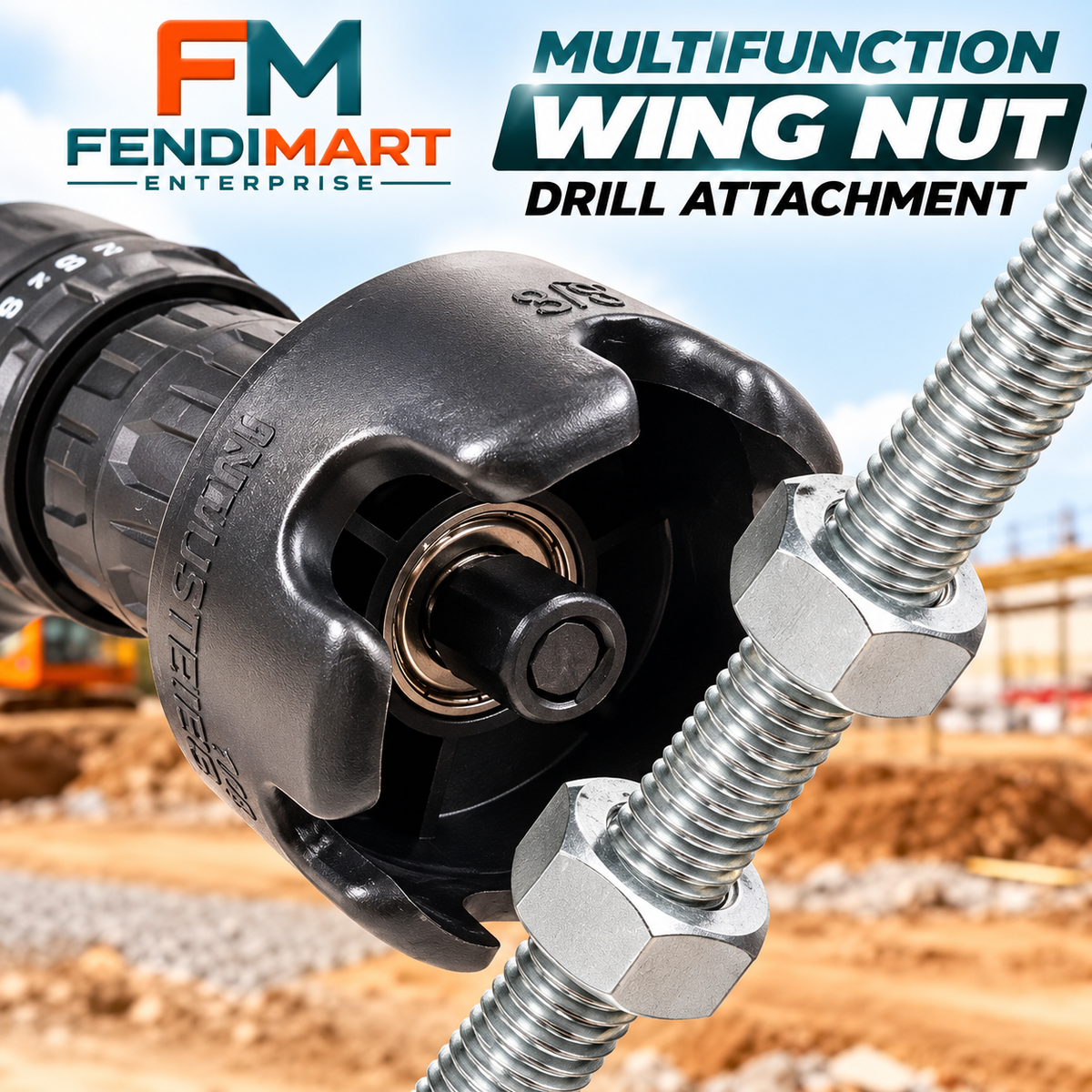 Multifunction Wing Nut Drill Attachment – 1/4" & 3/8" Nut Driver Wrench Tool