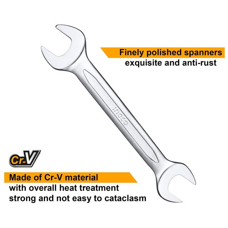INGCO 8PCS Double Open End Spanner Set 6-22MM HKSPA2088