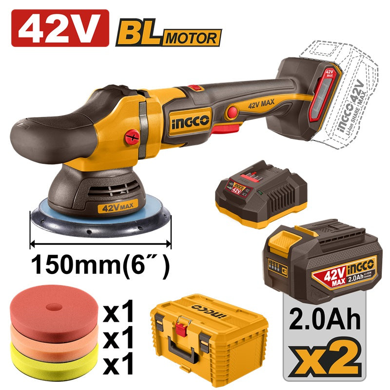 INGCO 42V Brushless 6” Polisher Kit (APLI42152) – 2x 2.0Ah Battery + Carry Case