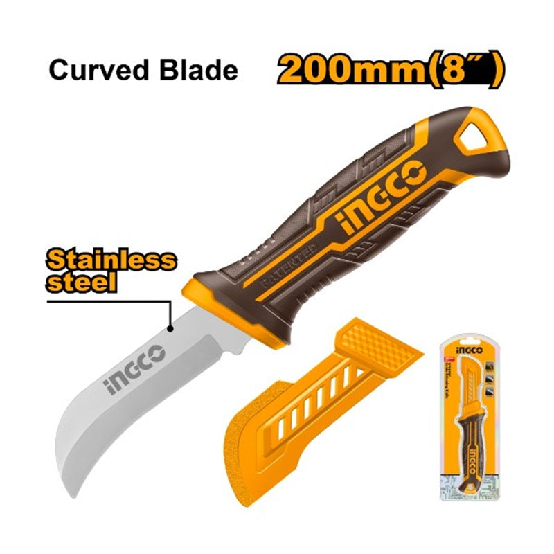 INGCO Curved Blade Cable Stripping Knife 8in 200MM HPK82001