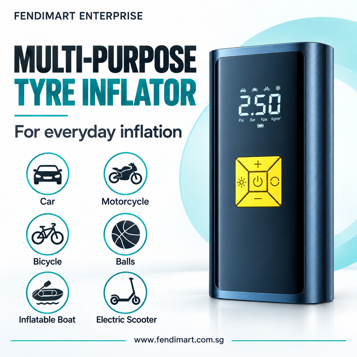 ST-9620E Portable Cordless Tyre Inflator with 12V DC Power