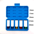 Fendimart 5-Piece 1/2" Drive Thin Wall Deep Impact Socket Set (15-22mm) with Hard Case