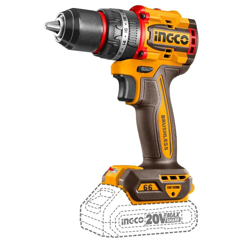INGCO 3PC 1050NM IMPACT WRENCH+166NM IMPACT DRILL+2000LUM LAMP COSLI250882