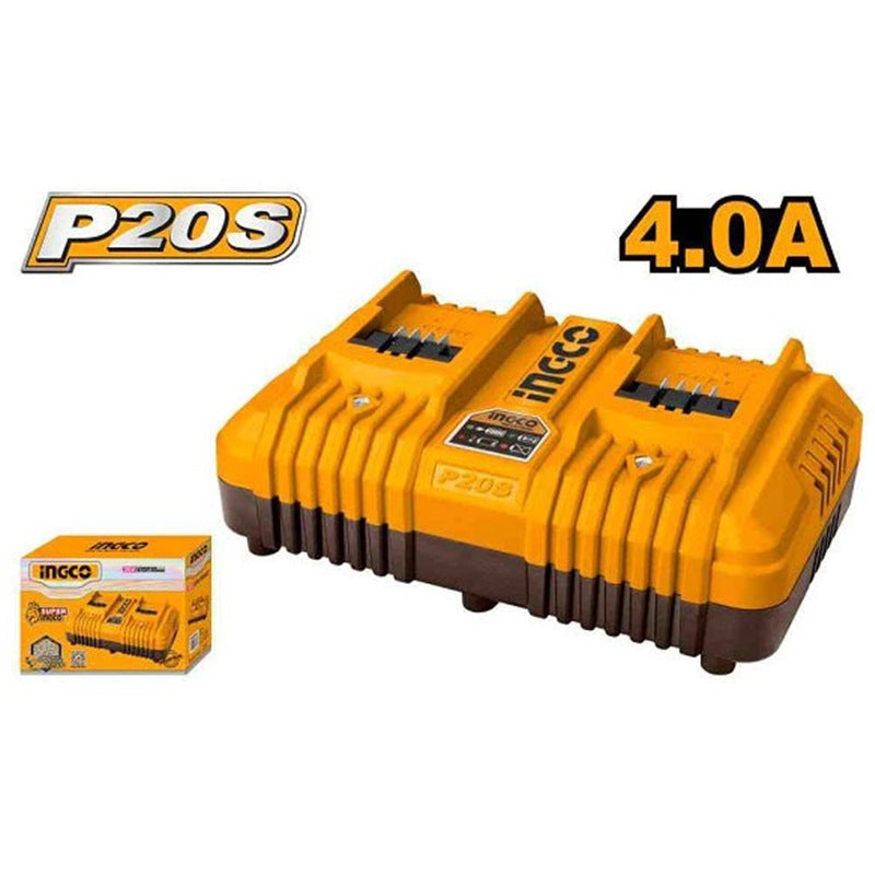 INGCO 20V Li-Ion Fast Intelligent Dual Port 4A Charger (FCLI2034)