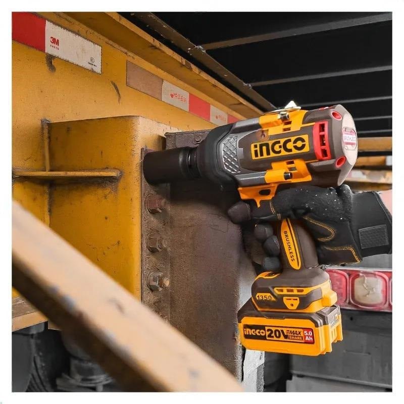 INGCO 20V BL 3/4" Drive Impact Wrench Max 1350Nm 2x5.0Ah + Charger + Case CIWLI20135