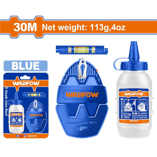 WADFOW 30M Chalk Line Reel with 4oz Blue Powder WHX1630