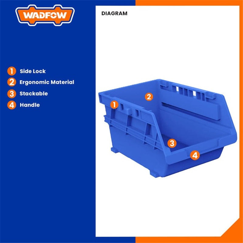 WADFOW Blue Stackable Storage Bin 165x110x80mm 6pcs Set WTB8336