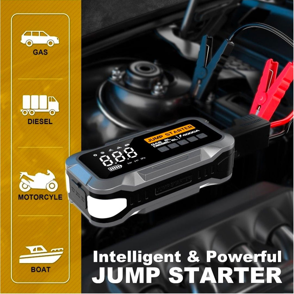Fendimart All-in-One Car Emergency Kit - Jump Starter, Air Compressor & Power Bank