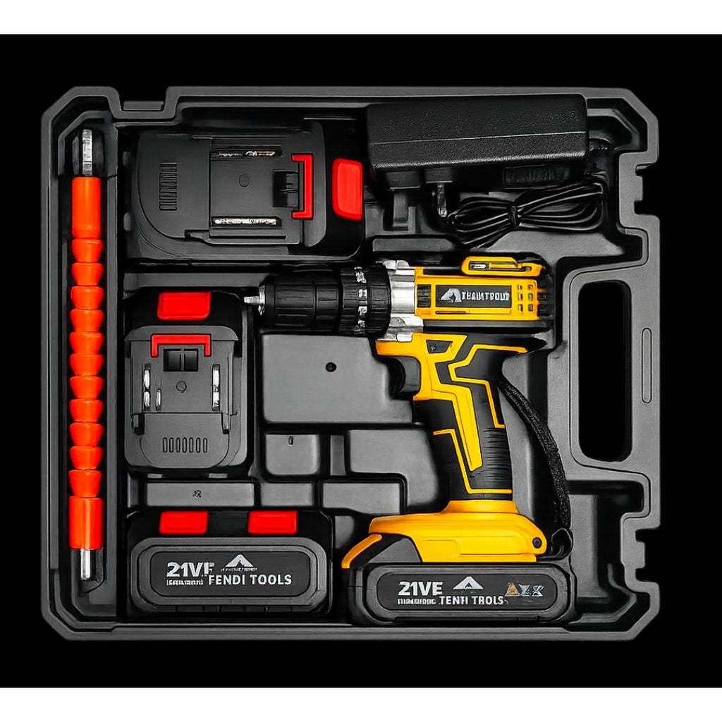 Fendimart 21V Cordless Drill Driver 10mm | 30Nm Torque | 24-Piece Accessories Kit