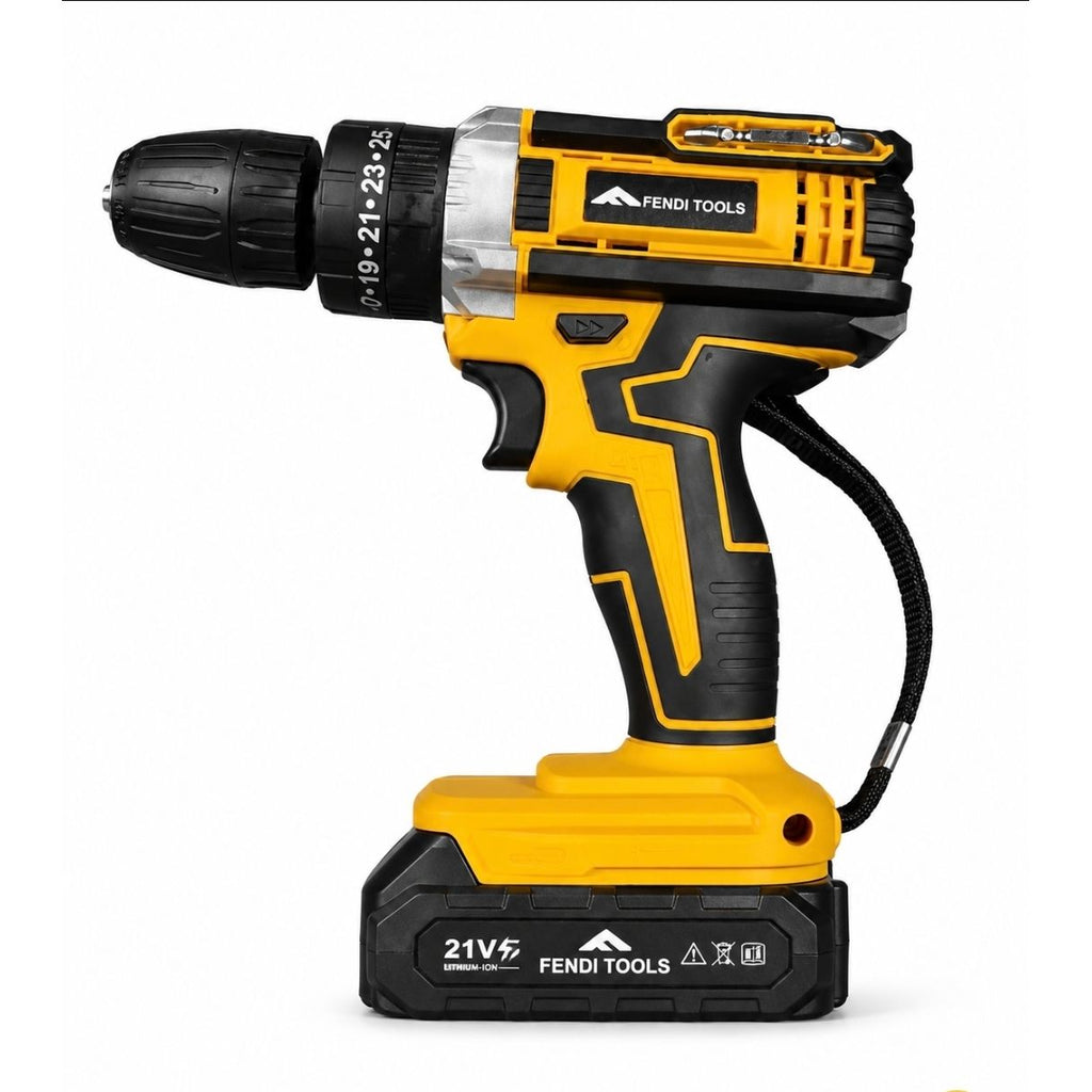 Fendimart 21V Cordless Drill Driver 10mm | 30Nm Torque | 24-Piece Accessories Kit