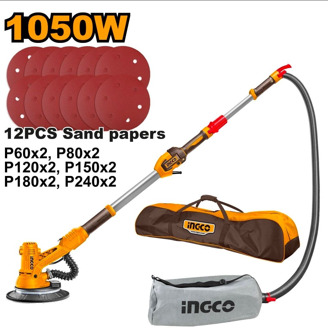 INGCO 1050W Drywall Sander with Dust Bag & 12PCS Sanding Papers | Pre-Order