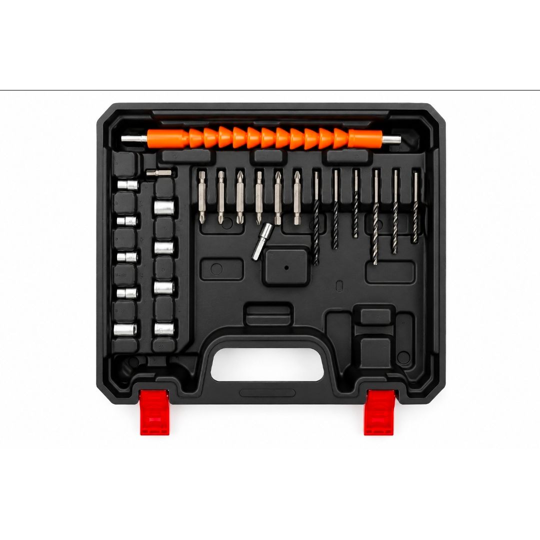 Fendimart 21V Cordless Drill Driver 10mm | 30Nm Torque | 24-Piece Accessories Kit