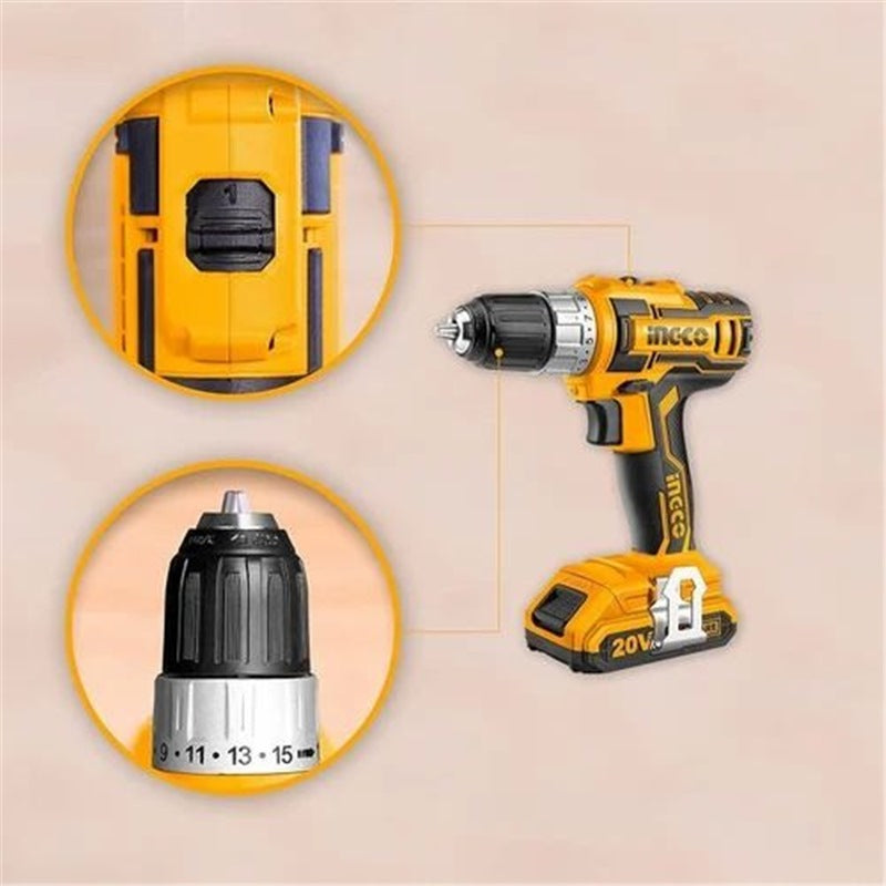 20V Cordless Drill Driver Kit with 2 Batteries & 47 Accessories