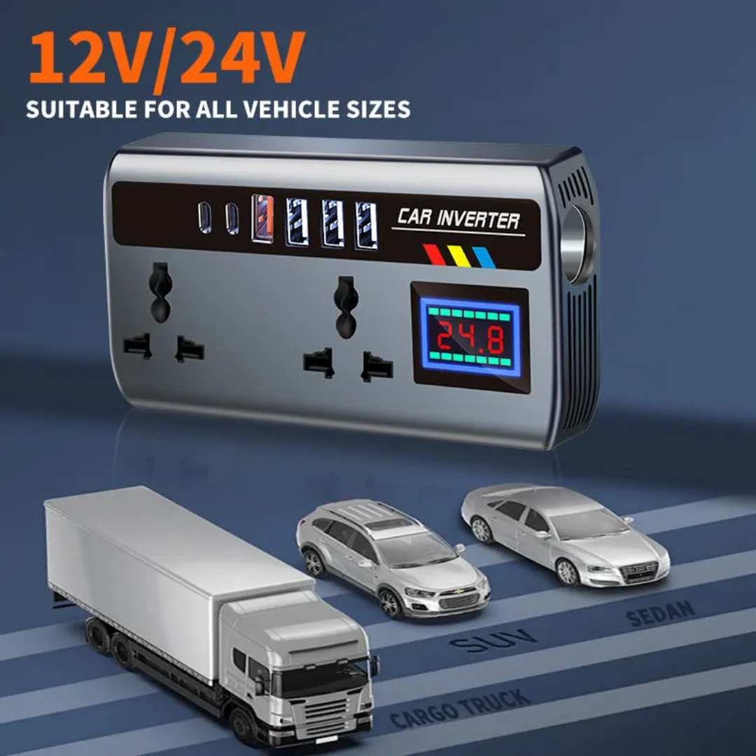 Fendimart Universal 12V/24V Car Inverter Converter Truck Charging Power Outlet with Cigarette Lighter Car 220V Charging Interface