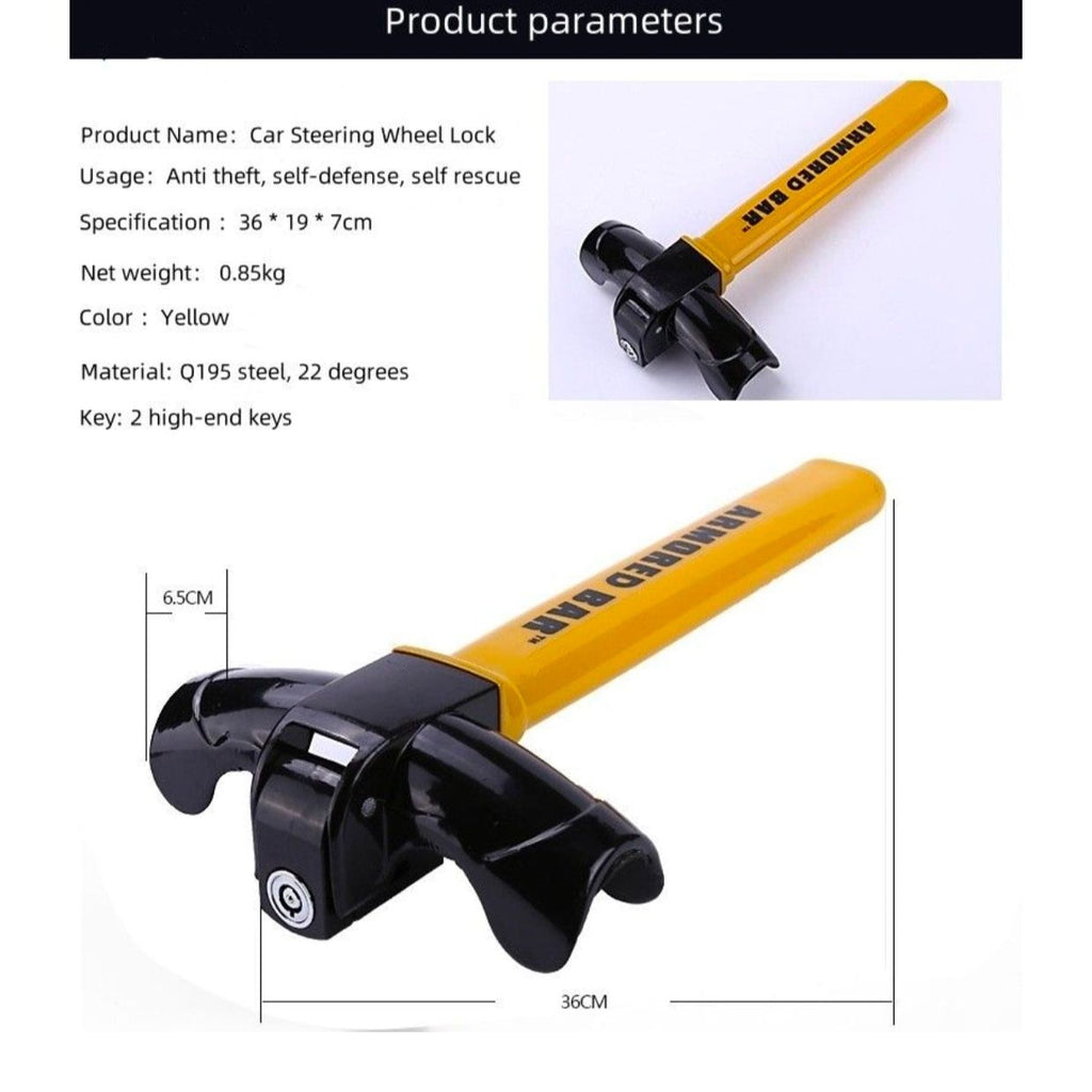 Fendimart Car Steering Wheel Lock With Keys Anti Theft