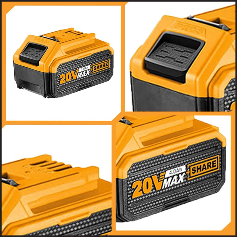 INGCO 20V Battery & Charger Kit 4x4.0Ah Dual Port Charger + Case FBCLI20244