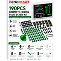 FENDIMART 190PCS Motorcycle Fairing Bolt Kit 6063 Aluminium Body Panel Screw Fastener Set with Storage Box | M5 M6 Universal Sportbike