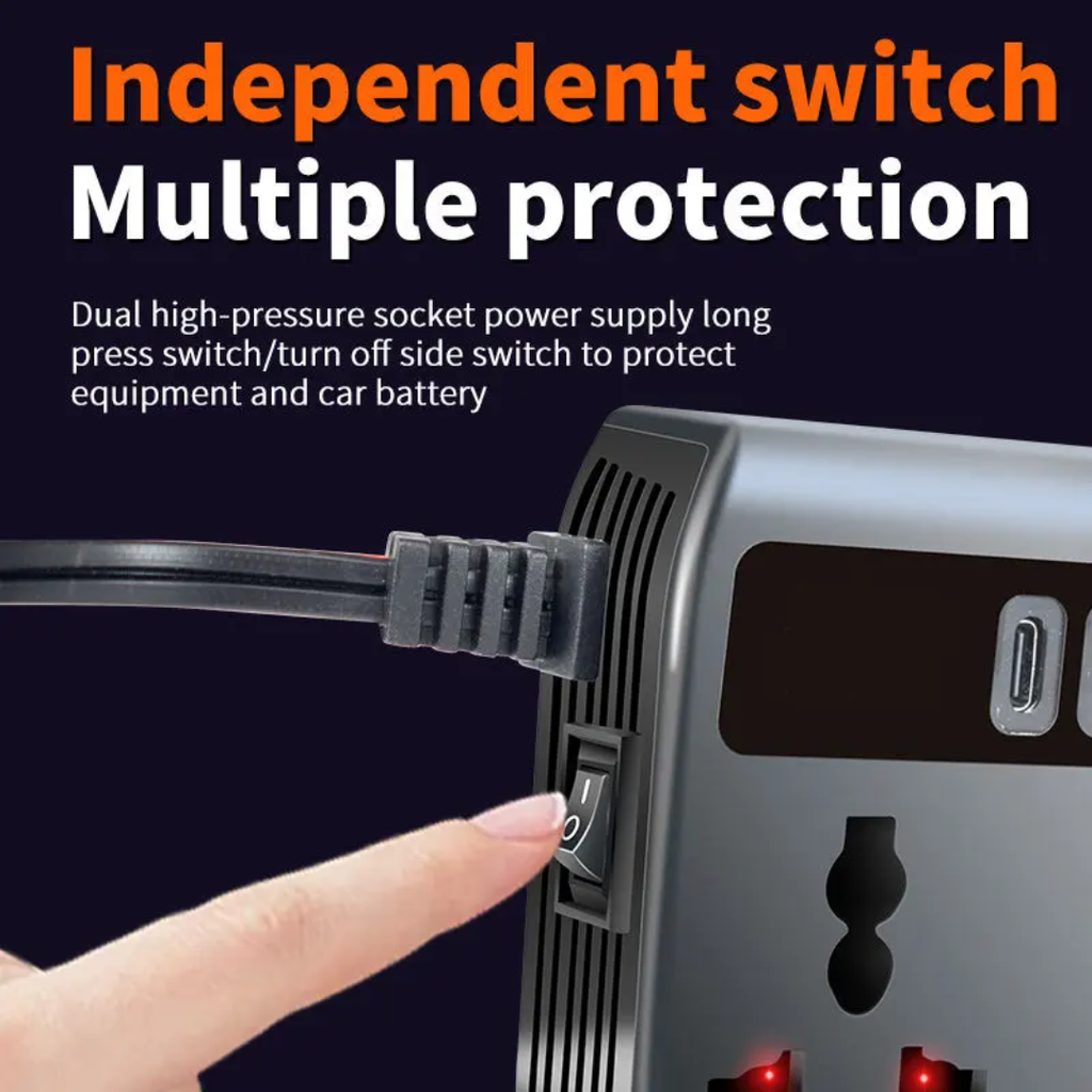 Fendimart Universal 12V/24V Car Inverter Converter Truck Charging Power Outlet with Cigarette Lighter Car 220V Charging Interface