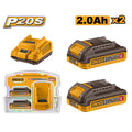 INGCO 20V 2x2.0Ah Battery + 2A Charger Set FBCPK2212