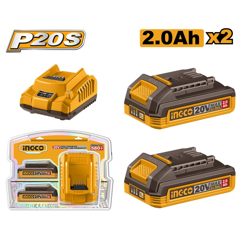 INGCO 20V 2x2.0Ah Battery + 2A Charger Set FBCPK2212