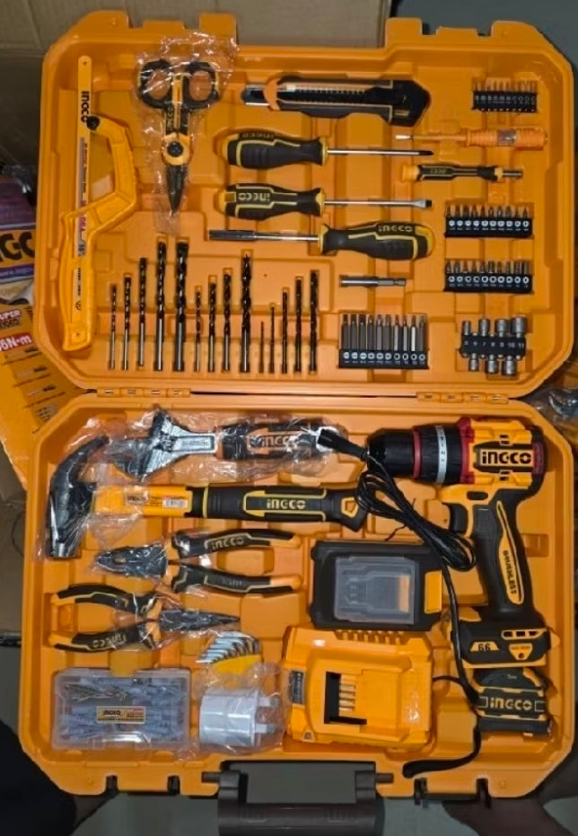 INGCO 20V IMPACT DRILL 66NM IN 166PCS TOOL KIT SET HKTHP41662